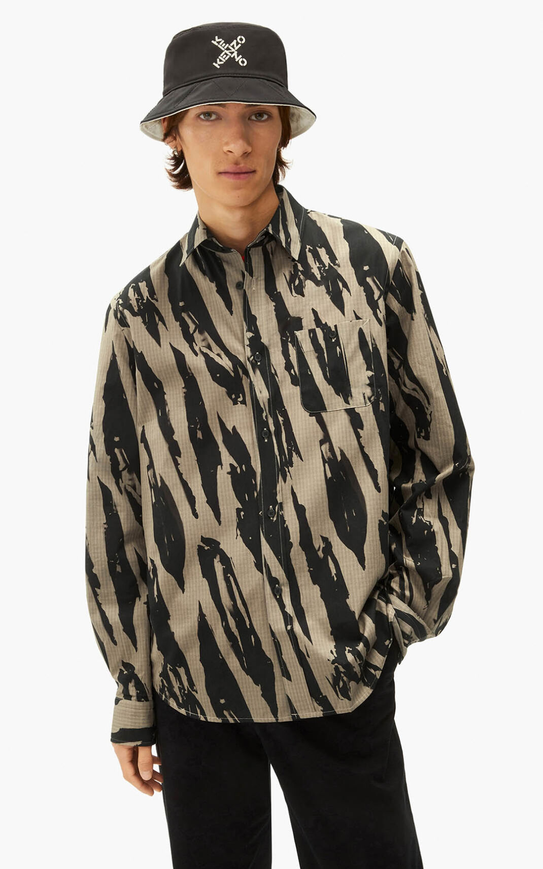 Kenzo Pleat Camo casual シャツ メンズ ライトグレー - POVYRK241